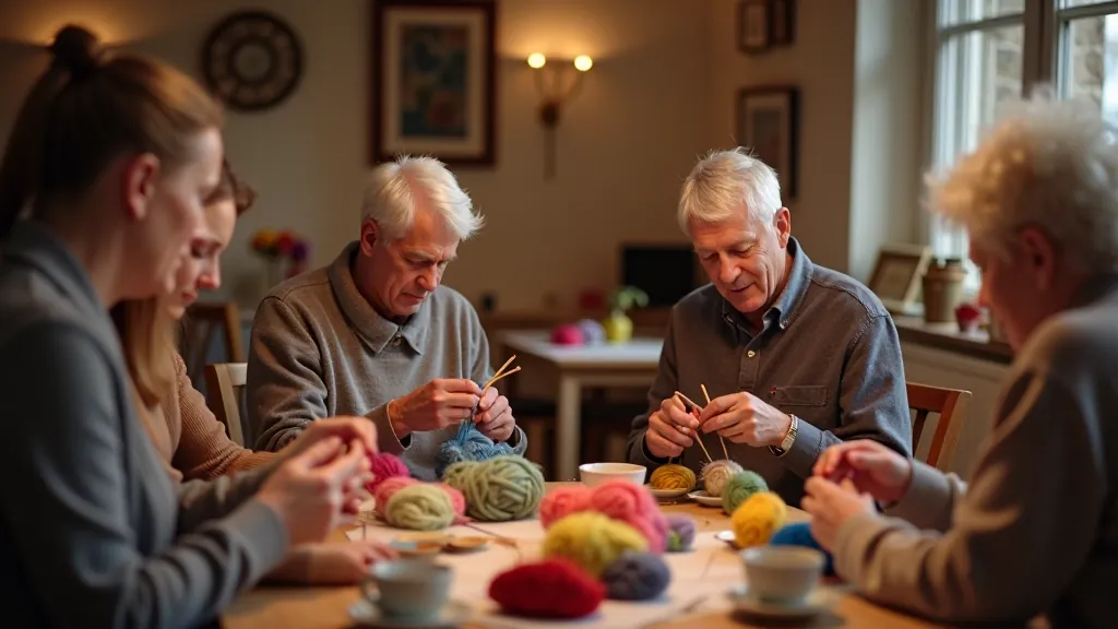 Knitting circle gathering